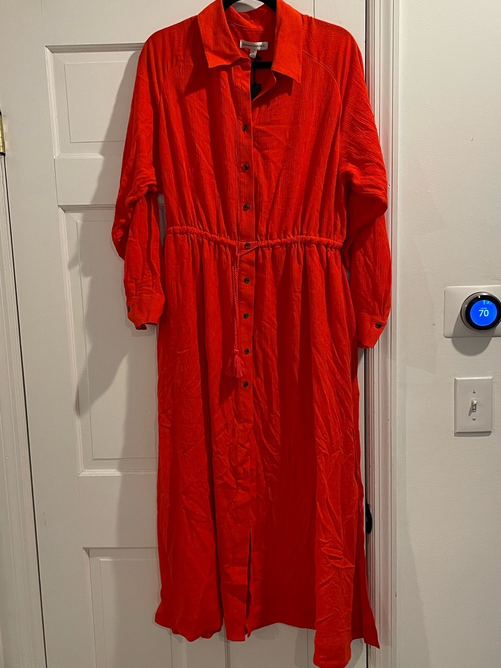 Banana Republic Vibrant Red Maxi Shirt Dress